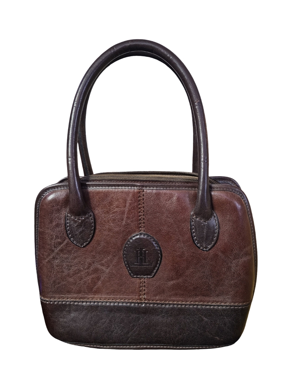 Vintage Brown Leather Mini Satchel Top Handle Bag Retro Classic Purse